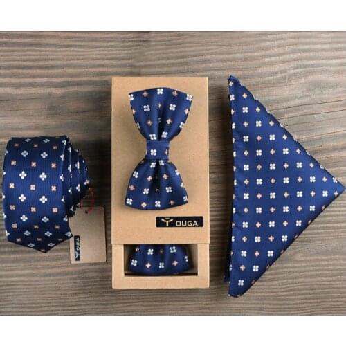 Fashion 3pcs/set Necktie Groom Gentleman Neck Tie Set Wedding Birthday Party Gifts Tie Men Silk Gravata Arrow Neck Tie Set