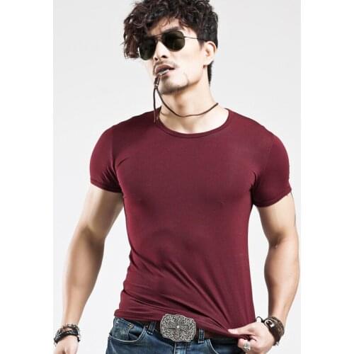 Men Pure Color O-Neck T-Shirt Render Unlined Upper Garment T Shirt For Male With Short Sleeves Tight Mens Clothes