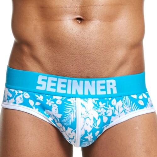 Seeinner mens underwear seeinner men briefs a undertakes to cotton leaves Male Panties underwear men underwear