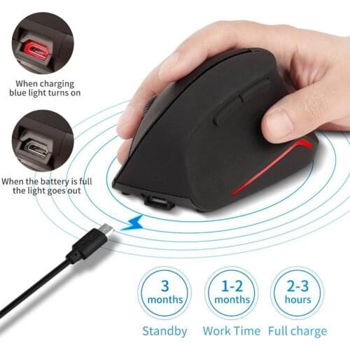 Wireless Mouse 6 Buttons Vertical Gaming Mouse USB Computer Mice Ergonomic Desktop Upright Mouse 2400DPI for PC Laptop Office Ho