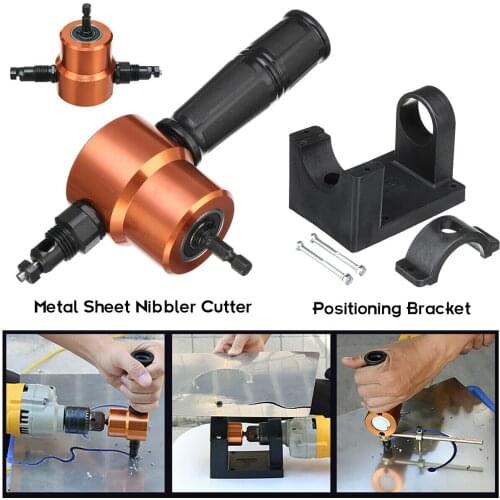 1500-3000rpm Dual Head Sheet Metal Cutter Nibbler Hole Electric Drill Attachment