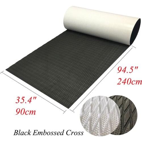 EVA Teak Decking For Boat Yacht Marine Flooring Carpet With Adhesive Surfboard Deck White / Black Embossed Cross Accessories