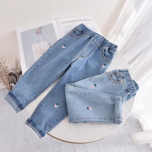 2021 childrens spring new girls' jeans spring and autumn baby pants foreign girls' jeans pants