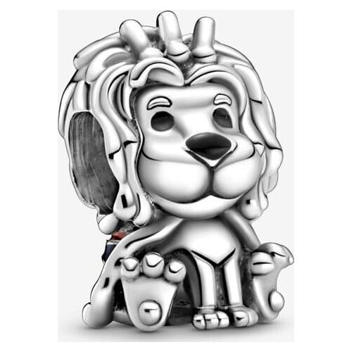 Original 925 Sterling Silver Beads Charm Wavy mane English lion charm Fit Pan Bracelet For Women DIY Jewelry 2020