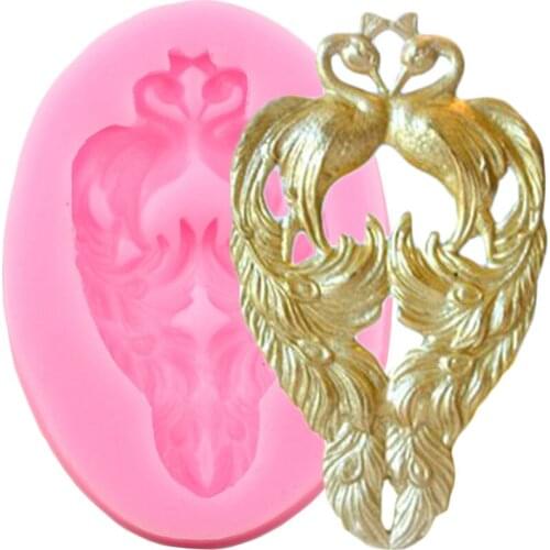 Peacocks Medallion Silicone Molds DIY Relief Frame Wedding Cake Border Fondant Cake Decorating Tools Candy Clay Chocolate Moulds