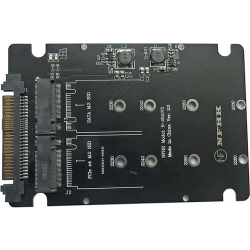Adapter Riser M.2 SSD To U.2 Adapter 2in1 M.2 NVMe + M.2 SATA NGFF SSD To PCI-e U.2 SFF-8639 Adapter PCIe M2 Converter Card