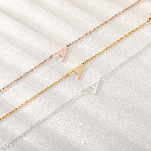 Initial Letter Bracelets For Women Girls Couple Bracelet Mens Stainless Steel Alphabet Jewelry pulseras mujer Christmas Gift