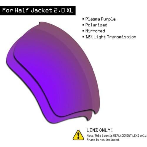 SmartVLT Polarized Sunglasses Replacement Lenses for Oakley Half Jacket 2.0 XL - Plasma Purple