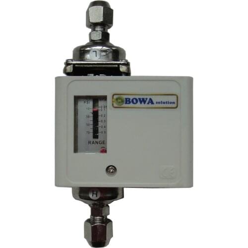 Adjustable differential Pressure switch gives on/off output for water pump or bypass solenoid/motorized valve for system safety