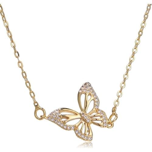 SHINYGEM Hot Selling Gold Chain Butterfly Necklace Natural Pendant Connector Jewelry Making Female Gift Fashion Simple Style