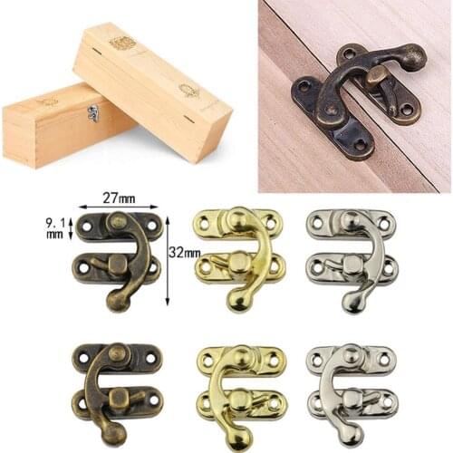 Concealed Buckle Box Accessories 27*32mm Wooden Box Small Bronze Ox Hasp Hook Box Horn Buckle Lock B9G1