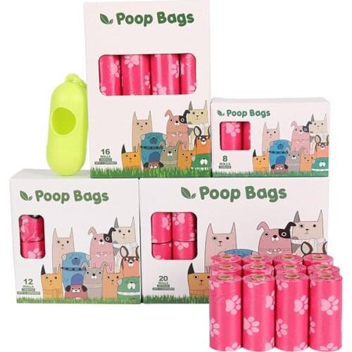 Mixed Colors Dog Poop Bags for Waste Refuse Cleanup Doggy Roll Replacements for Outdoor Puppy Walking and Travel, Thick Plastic