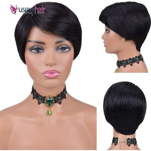 USEXY Pixie Cut Wig Short Straight Bob Wigs Human Hair Wigs Brazilian Remy Hair Wigs For Black Women Straight Pixie Cut Bob Wig