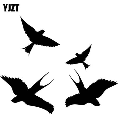 YJZT 17.2CM*14.2CM Swallow Flying Decor Body Of Car Pattern Car Sticker Vinyl Decal Black/Silver C4-2045