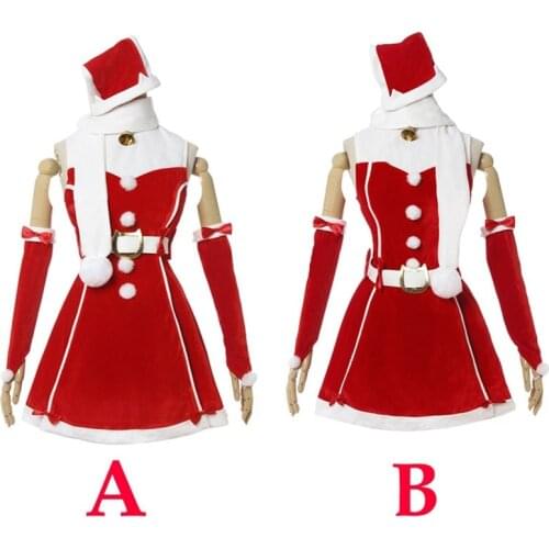 Women Christmas Costume Nekopara Game Cosplay Costume Vanilla Christmas Hat Cosplay Chocola Sexy Dress for Women Girl