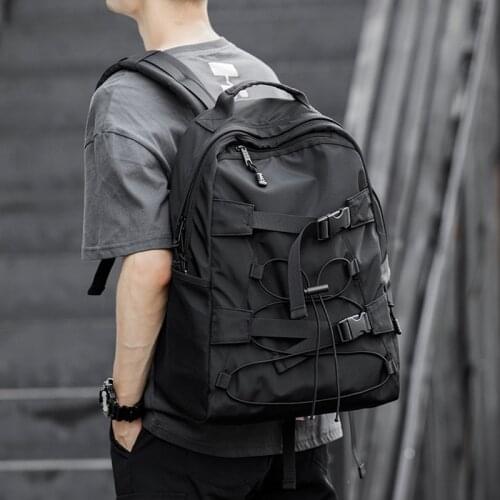 Weysfor Vogue Backpack Preppy Students Backpack Large Capacity Button Travel Bag Solid Simple Harajuku Chic Fashion Retro Unisex