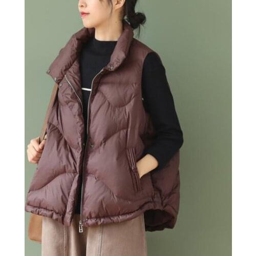 SEDUTMO Winter Duck Down Coat Women Vest Short Vintage Waistcoat Spring Short Puffer Jacket Slim Parkas ED1502