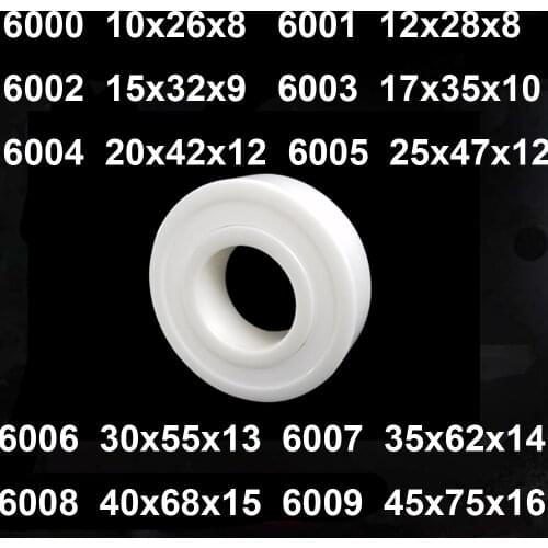 1PC 6000 6001 6002 6003 6004 6005 6006 6007 6008 6009 RS 10x26x8 12x28x8 Full ZrO2 Ceramic Ball Bearing Zirconia