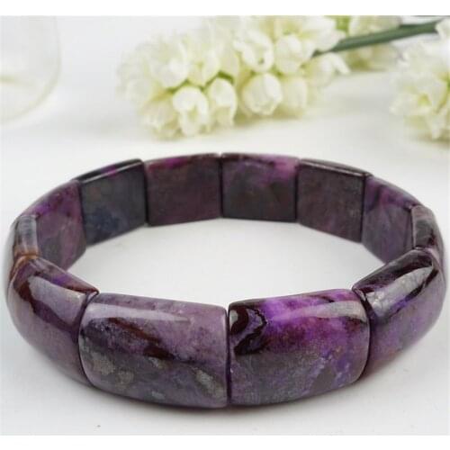 18*15*7mm Rectangle Beads Fashion Stretch Bracelet For Women South African Genuine Natural Purple Sugilite Charm Bangle Bracelet