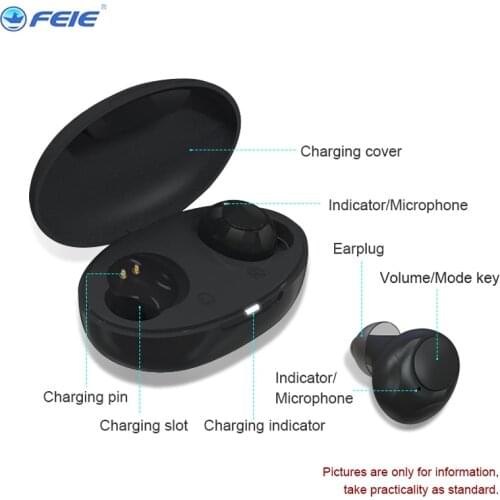 2 PCS Mini Rechargeable Hearing Aid Digital Invisible Hearing Aids Adjustable Tone Ear Care Sound Amplifier Portable Deaf A-10