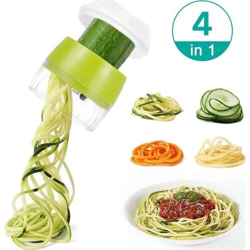 4 in 1 Spiralizer Vegetable Fruit Slicer Handheld Adjustable Spiral Grater Cutter Salad Tools Zucchini Noodle Spaghetti Maker