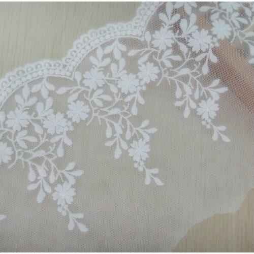 5 yard/lot width 4.72" 12cm ivory/black mesh embroidered lace trim ribbon for dress shirt colth 1023655L4K173