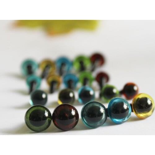 50pcs/lot 8mm 10MM round colorful plastic toy safety eyes + hard washer for diy doll findings for diy plush doll findings