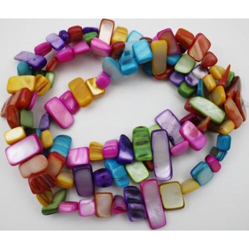 9-16 mm Irregular blue red yellow Colorful Natural Shell Side Hole Beads For Jewelry Making DIY Necklace Bracelet Strand 34