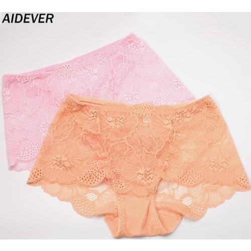 AIDEVER 2Pcs/lot Women lace sexy panties ladies briefs silk seamless transparent underpants Temptation for Girls intimate pants