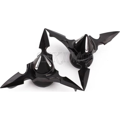 Motorcycle Accessories Black Spun Blade Spinning Front Axle Cap Nut Covers for Harley Dyna Softail Touring XL XG VRSC Models