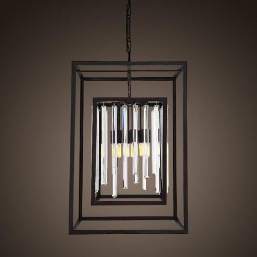 American simple retro frame crystal chandelier modern industrial style designer clothing store lamps