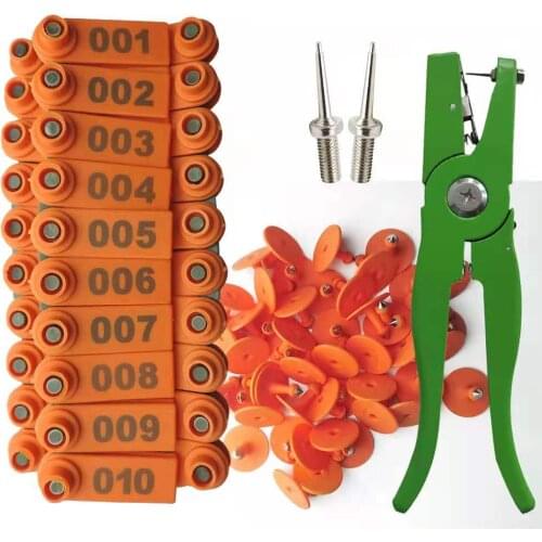 Livestock Animal Ear Tag Sheep Pliers 001-100 Ear Tags for Goat Identification Kit With 2pcs Pins For Installing Cattle Pigs Tag