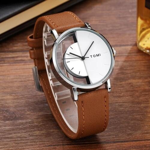 Half Transparent Dial Watch for Men Women Couple Quartz Wristwatch Unique Design New Style Male Female Fashion Simple Man Reloj