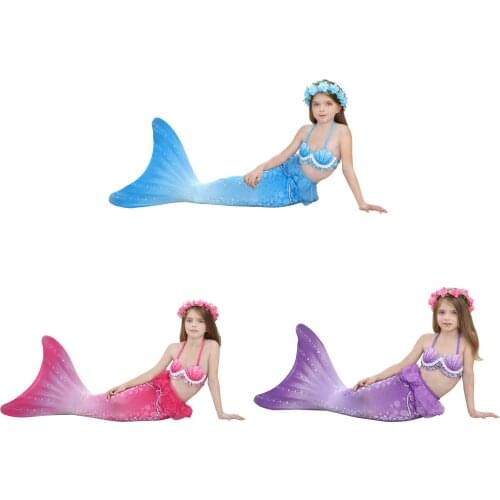 Girls Mermaid Tails Swimming Dresses Cosplay Costume Beach Clothes Little Children Mermaid Swimsuit for Kids Swimmable Costumes