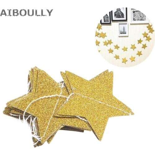 2M Gold Glitter Star Garland Golden Christmas Galaxy Banner Twinkle Star Garland Garland Weddding Birthday Christmas Decoration
