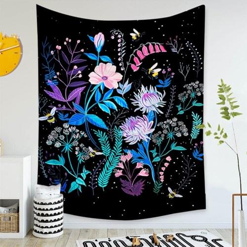 Tapestry Flowers Pattern Vintage Bohemian Rectangle Shape Home Decoration Background Cloth 95*73cm