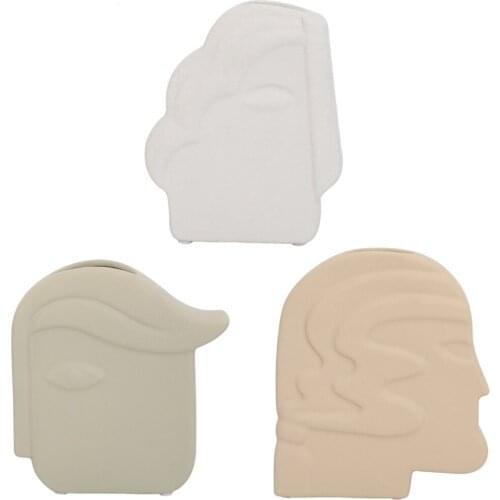 Human Face Ceramic Vase Dry Folwer Plants Pot Flower Arrangements Home Decor