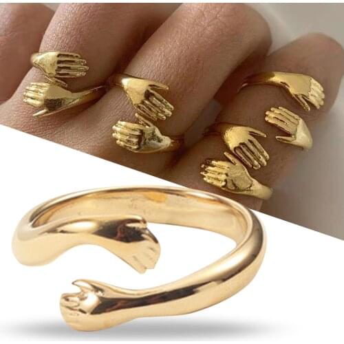 Couple Hug Ring Adjustable Open Ring Gift for Women Mother Wife Girlfriend Lover TT@88