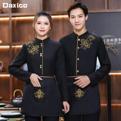 Waiter Overalls Long Sleeve Restaurant Waiter Uniform Hotel Food Service Cooking Clothes Cafe Waitress Uniform Man Chef Jacket