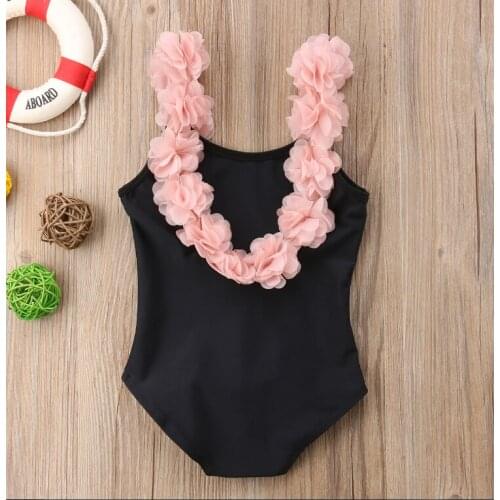 Flower Shoulder Strap Backless Swimwear Bodysuits Toddler Baby Girl Ruffle Tankini Bikini Swimsuit Bathing Suit Summer Beachwear