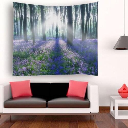 Lavender Tapestry Wall Hanging Scenery Tapestries Seaside Sunset Forest Tapestry Wall Decora for Bedroom Living Room Dorm