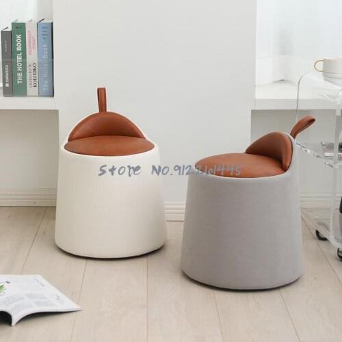 Net Celebrity Small Stool Leather Pier Stool Shoe Changing Stool Home Door Pier Dressing Stool Light Luxury Makeup Stool