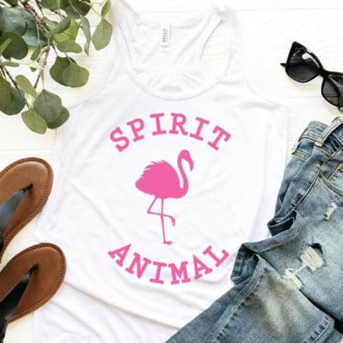 Spirit Animal Flamingo Tank Top Bird Lover Gift For Pink Flamingo Womens Clothing Ladies Sleeve Sexy Vest Shirt Outfits
