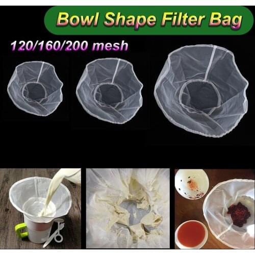 Reusable Nylon Filter Bag Bowl Shape Food Coffee Filter Cheese Cloth Cooking Fine Mesh Wine Strainer Juice Soy Milk Nut Milk Tea
