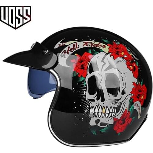 VOSS Retro Motorcycle Helmet Vintage Motorbike Riding Open Half Helmet Jet 3/4 Capacete Casque Casco Moto For Women/Men