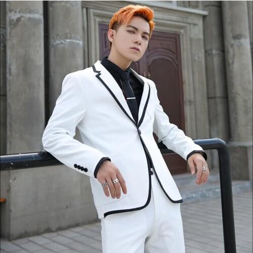 Men Suits British Wind Slim Single-breasted Wedding Dress Suit Two-piece Nightclub Singer Costumes 2020 Spring And Summer Tide
