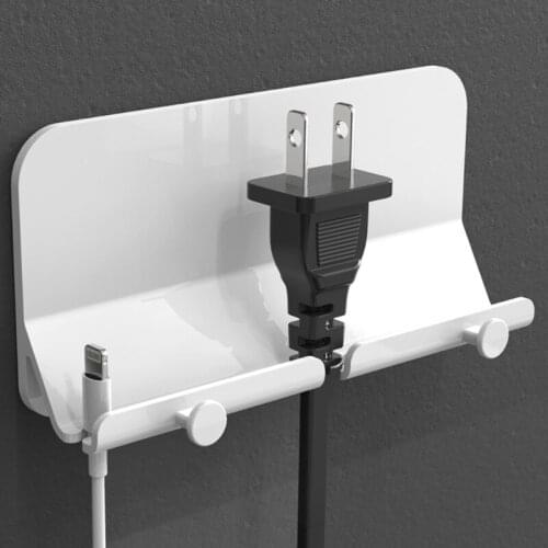 Wall Mount Smart Phone Holder Stand with Charging Hole Self-Adhesive Key Hanging Rack Storage Towel Hook Shelf Hanger K0AB