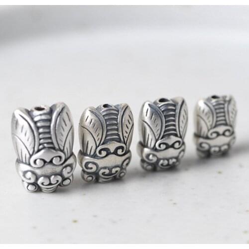 New S925 pure silver retro matte Thai silver handmade DIY golden cicada knowing bucket beads beads accessories