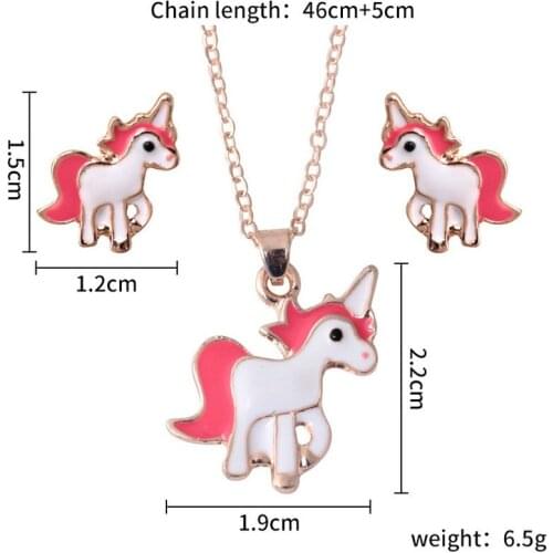 Unicorn necklace Cartoon Horse Set Chain Unicorn Necklace Kids Jewelry Girls Best Gifts wholesale lots bulk