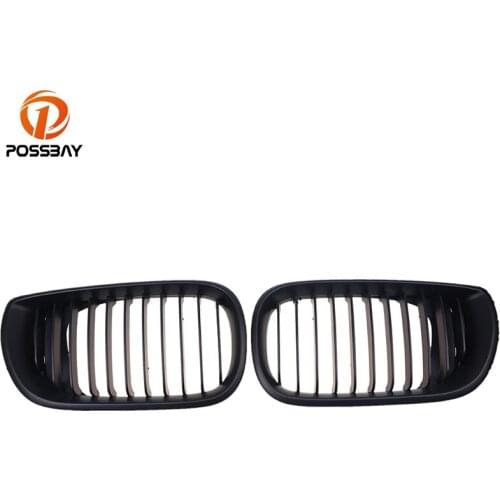 POSSBAY Matte Black Front Center Wide Kidney Hood Grille Grill for BMW 3-Series E46 318i/320d/325i Sedan 2001-2005 Facelift